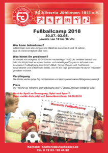 Fußballcamp 2018 @ Sportgelände des FC Viktoria Jöhlingen | Walzbachtal | Baden-Württemberg | Deutschland